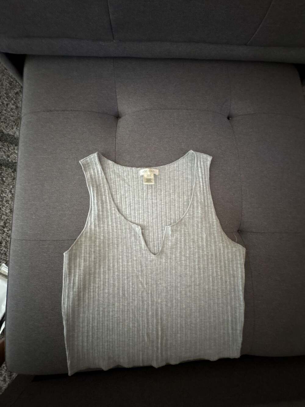 Bozzolo Womens Gray Ribbed V-Neck Tank Top Size Large